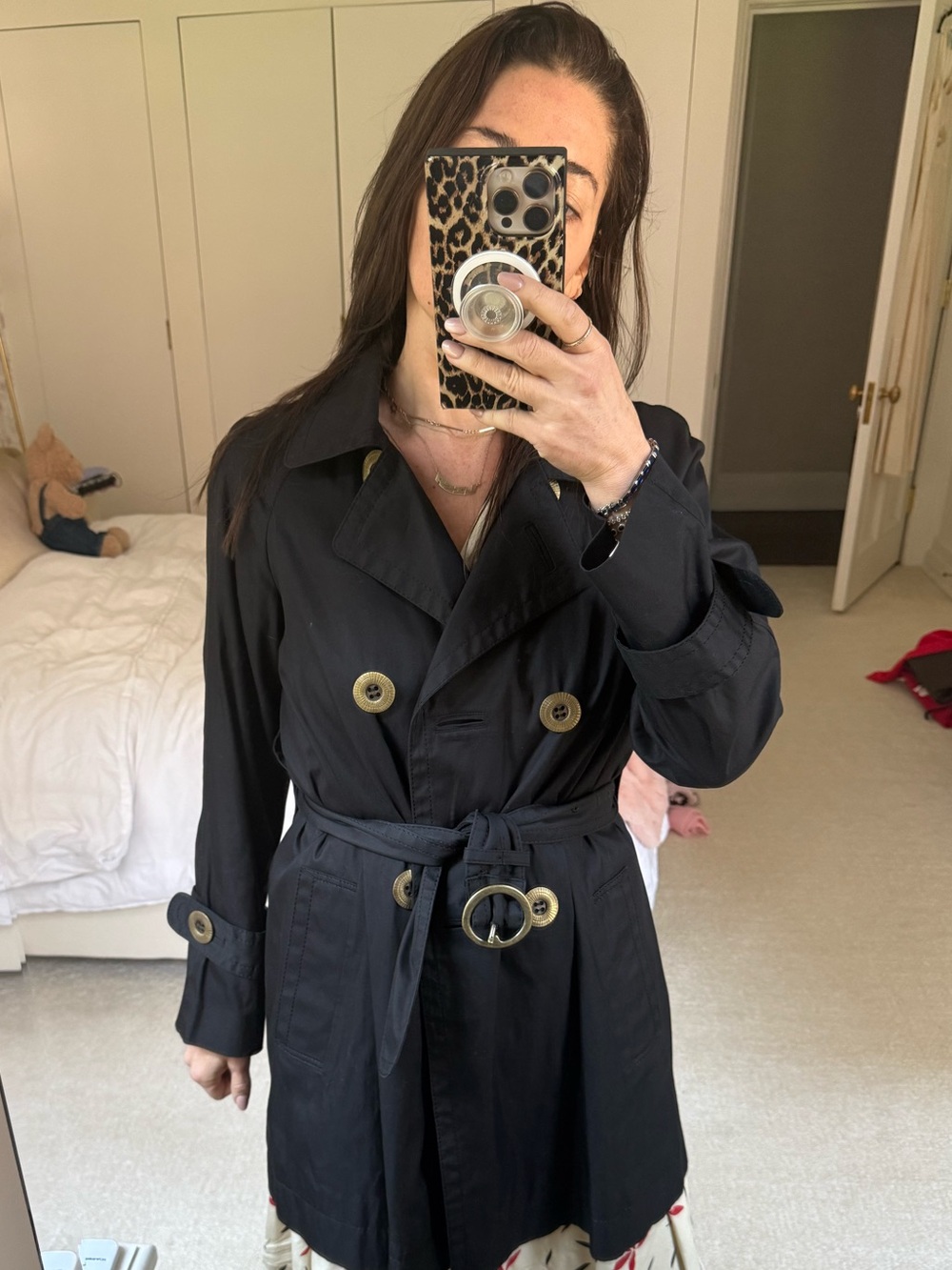 Sonia Rykiel Black Double-Breasted Trench Coat with Belt
